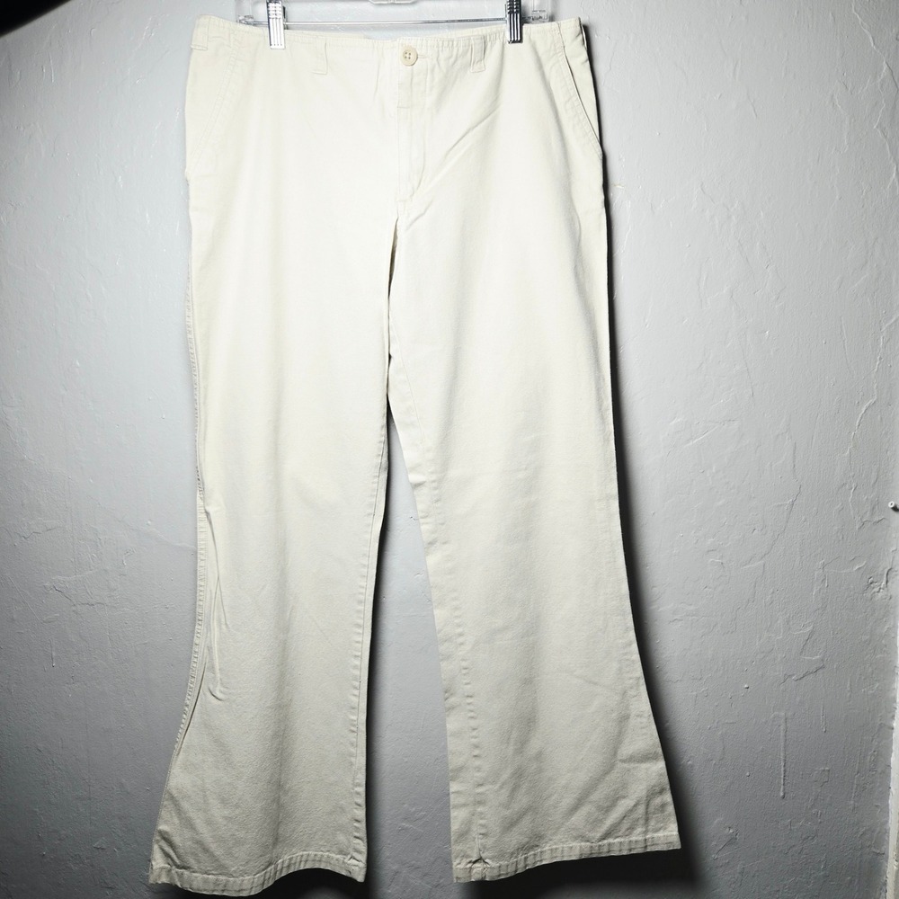 Abercrombie & Fitch Wide Leg Chino Pants Cream Coastal Y2K Minimalist 12